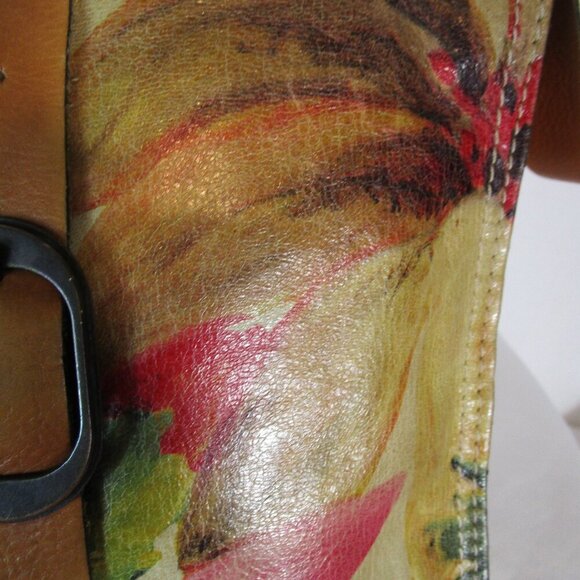 Patricia Nash Venezia Pouch Leather Canvas Floral Tote Posh Party Host Pick VGUC - Picture 7 of 15